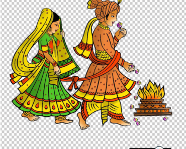 Indian Wedding Couple Cartoon PNG