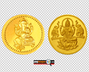 Laxmi Ganesh Gold Coin PNG