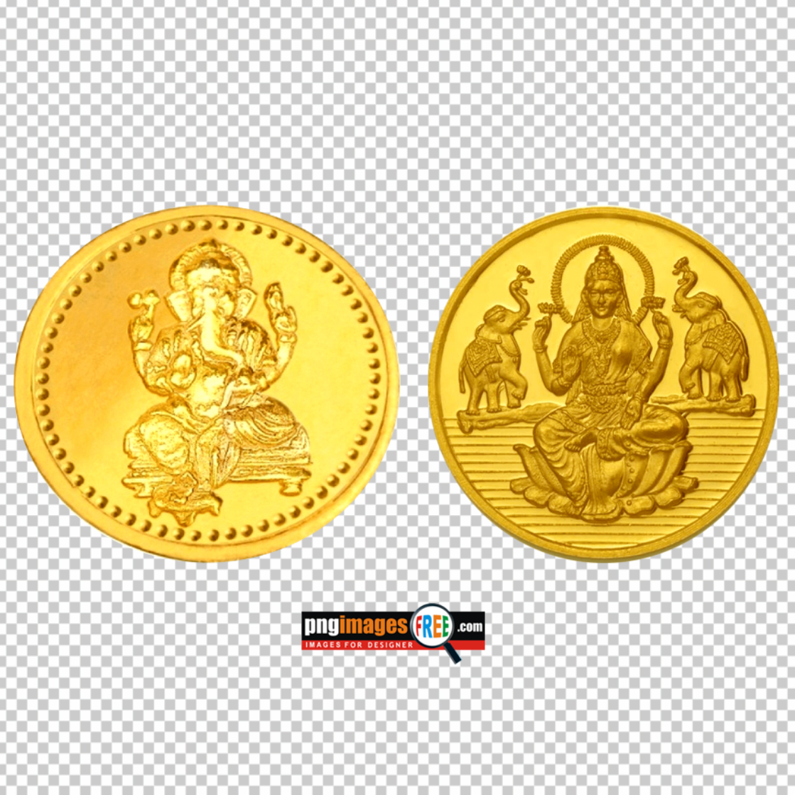 Laxmi-Ganesh-Gold-Coin-PNG