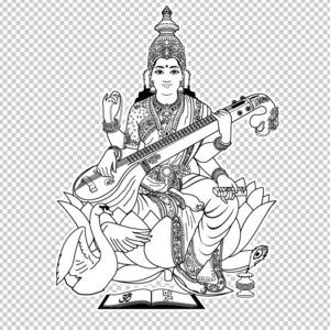 Saraswati-Maa-Black-and-White