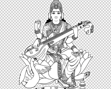 Saraswati Black and White PNG