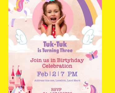 Unicorn Birthday Invitations Vector
