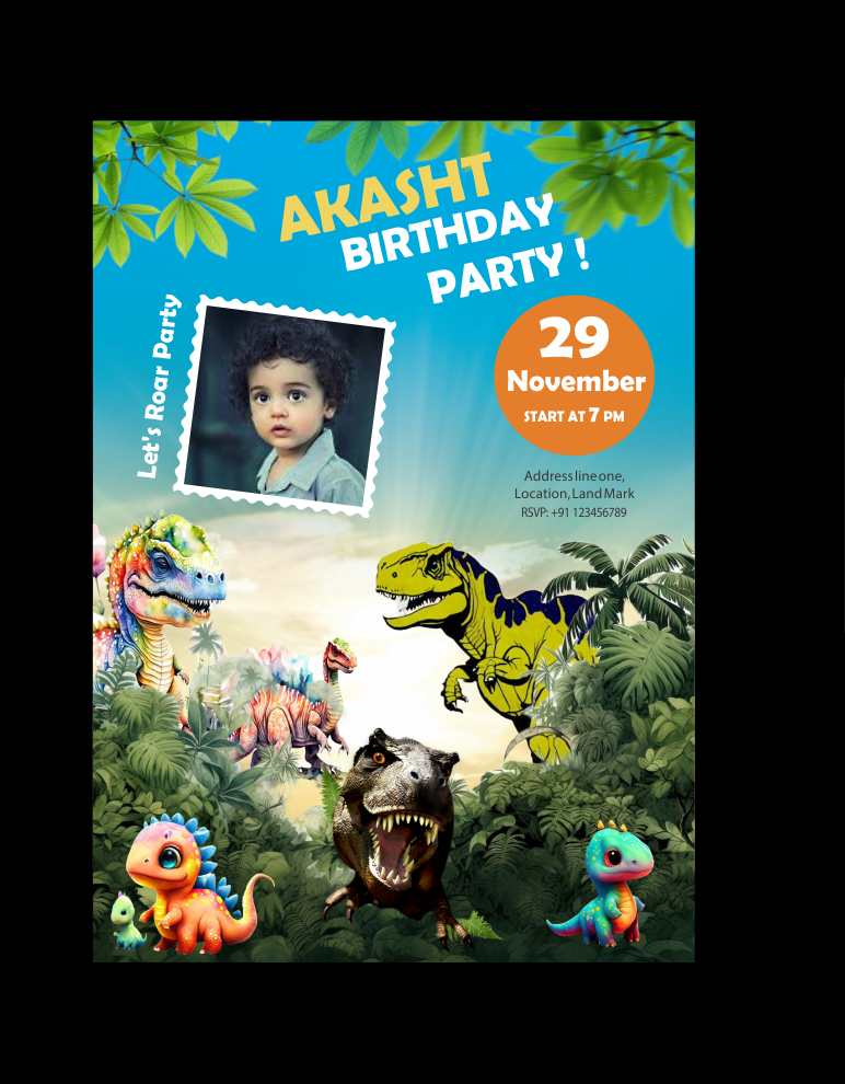 Vector-Dinosaur-Birthday-Invitation-Template-Free