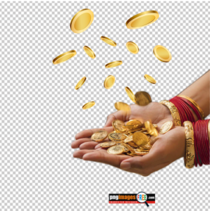 coin-gold-png-falling-in-Indian-women-hand