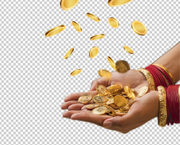 Coin Gold PNG Falling In Indian Women Hand